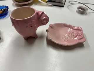Set tazza e piattino maialino rosa