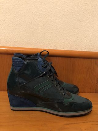 GEOX - Zapatillas cuña azul-verde 41