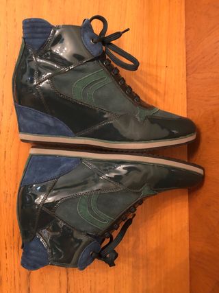 GEOX - Zapatillas cuña azul-verde 41
