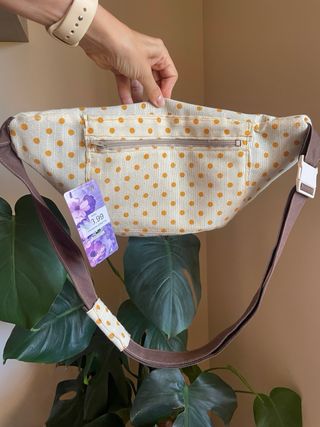 Riñonera lunares beige-amarillo XL