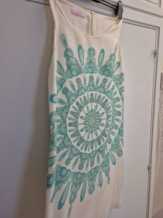 Vestito CLIPS estivo bianco e verde acqua