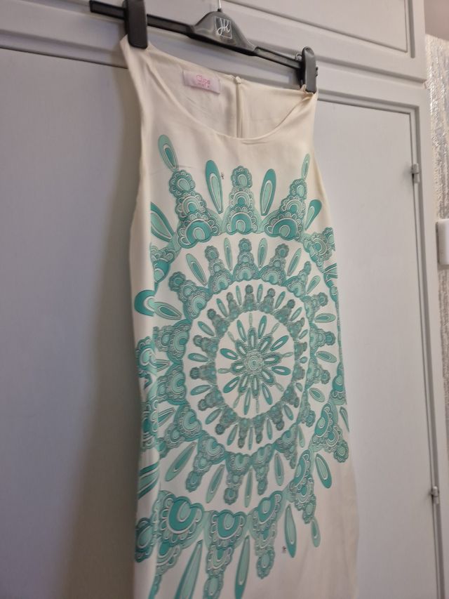 Vestito CLIPS estivo bianco e verde acqua