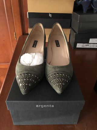 Zapatos mujer marca Argenta, verde tacón talla 38