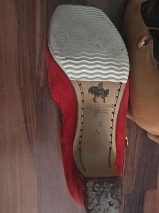 Zapatos Baile Flamenco Marrón y Rojos