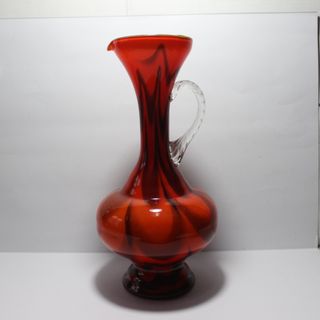 Vaso in vetro opalino anni '70 colore rosso e nero