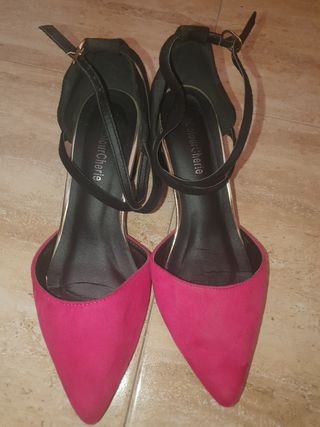 Zapato tacón de ante rosa