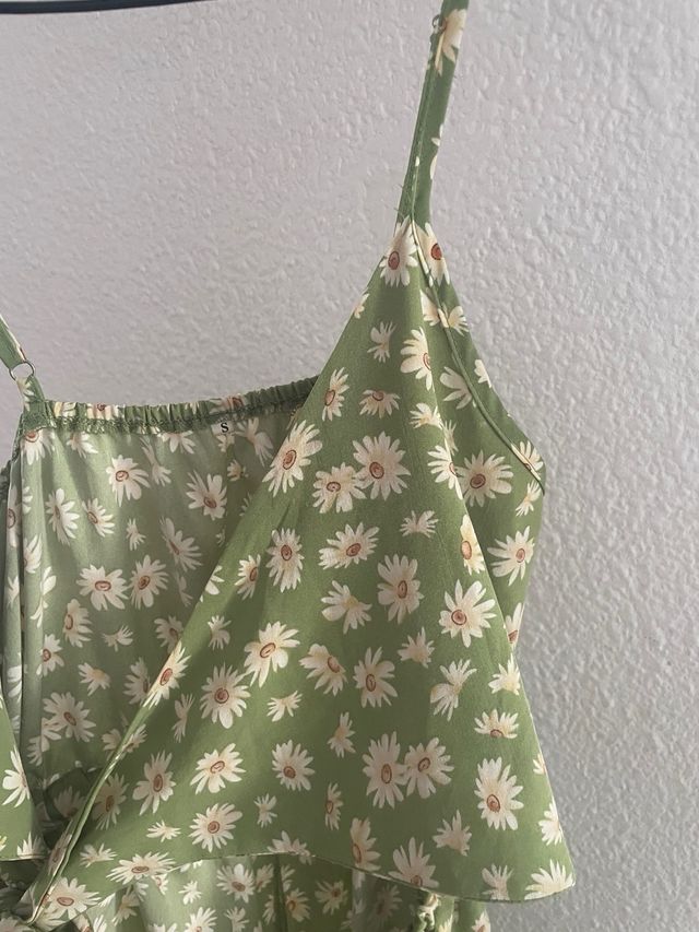 Mono corto flores - Verde blanco