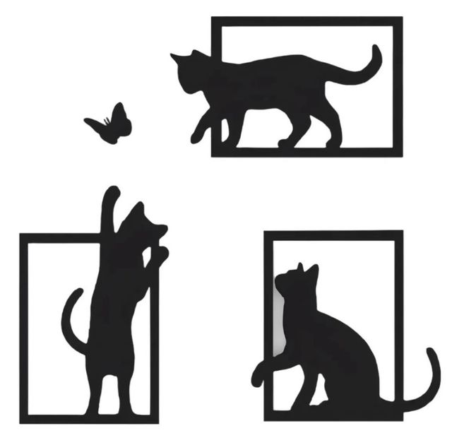 3 Cuadros decoración gatos.