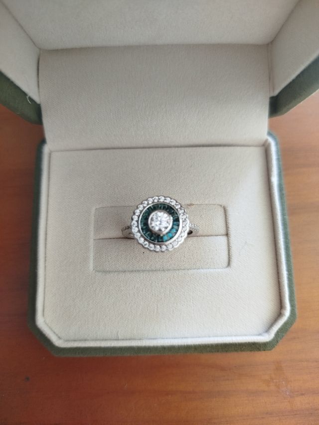 Anillo ojo de perdiz art deco en plata S925