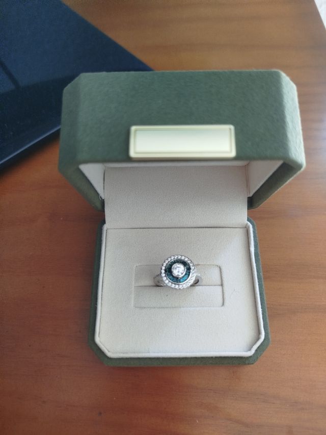 Anillo ojo de perdiz art deco en plata S925