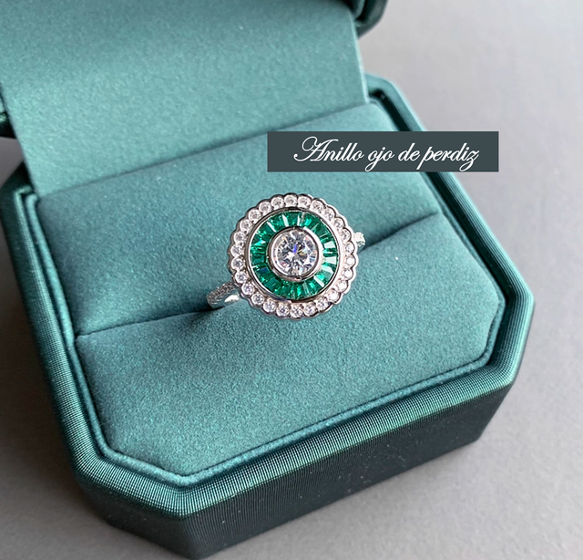 Anillo ojo de perdiz art deco en plata S925