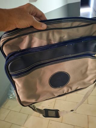 Bolsa viaje beige y azul
