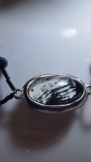 Collana vintage argento e nero