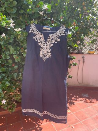 Vestito Sweet Miss blu ricamato