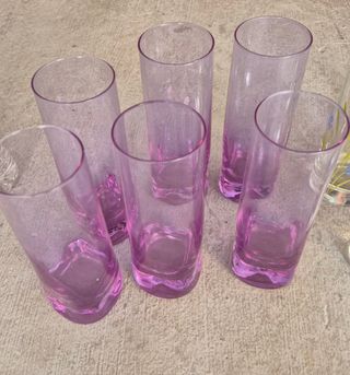 6 Bicchieri Vetro Rosa