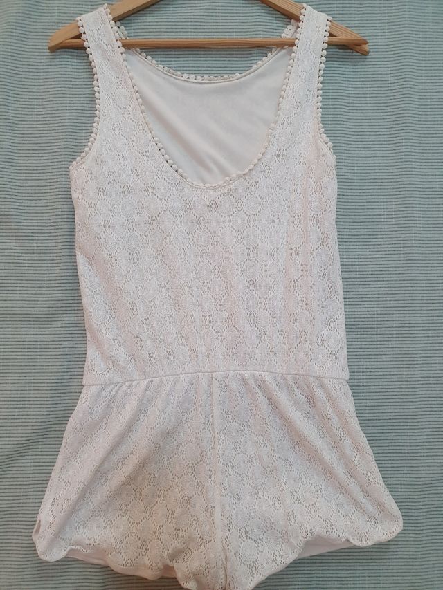 Mono encaje Zara blanco talla S
