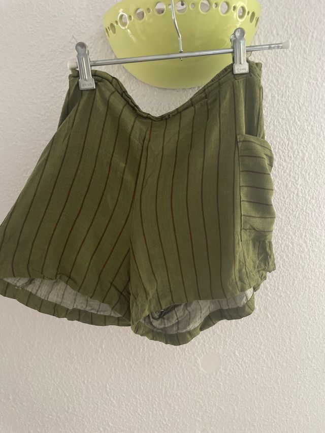 Shorts rayados mujer - Verde oliva