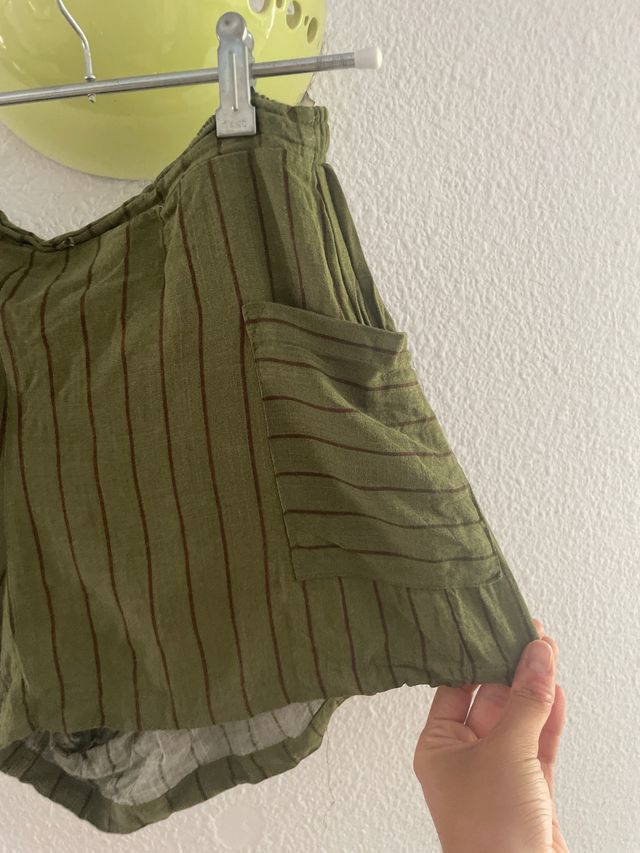 Shorts rayados mujer - Verde oliva