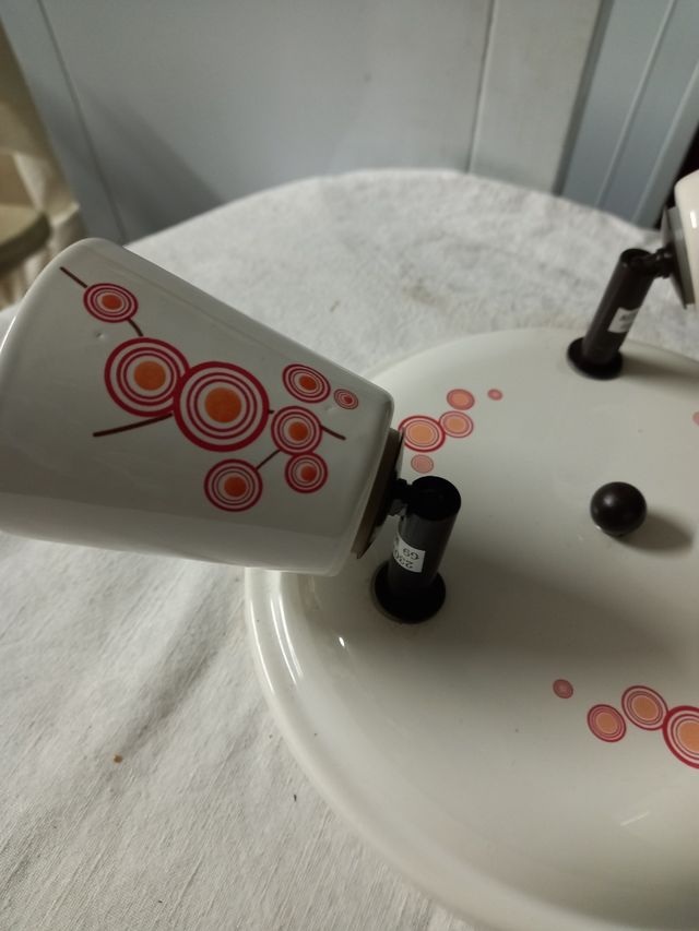 Lampada 3 luci ceramica rossa e bianca