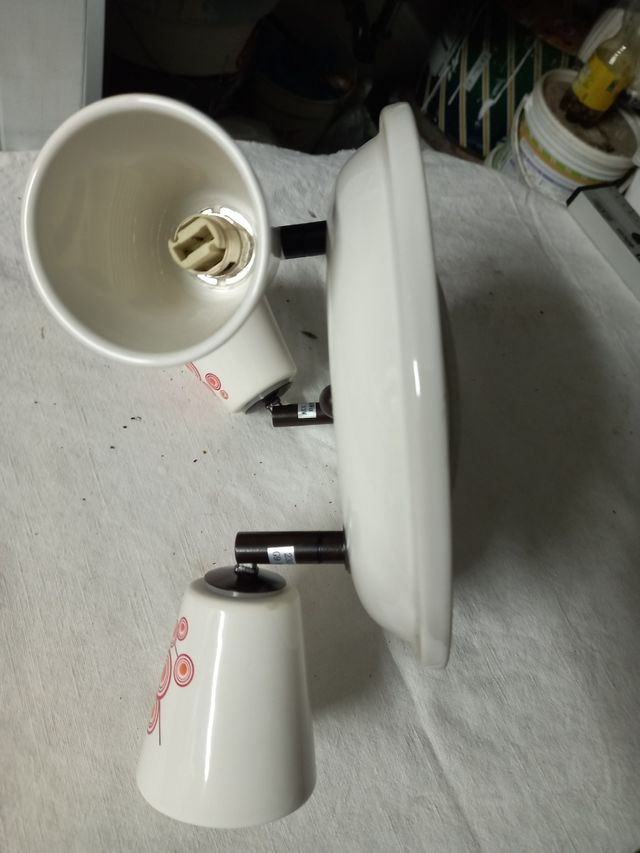 Lampada 3 luci ceramica rossa e bianca