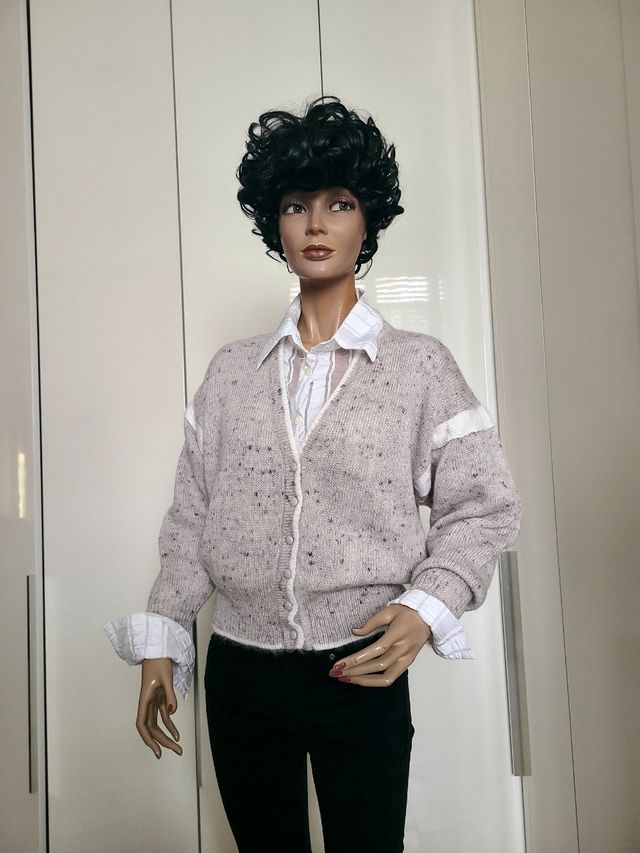 Cardigan mohair beige|lilla