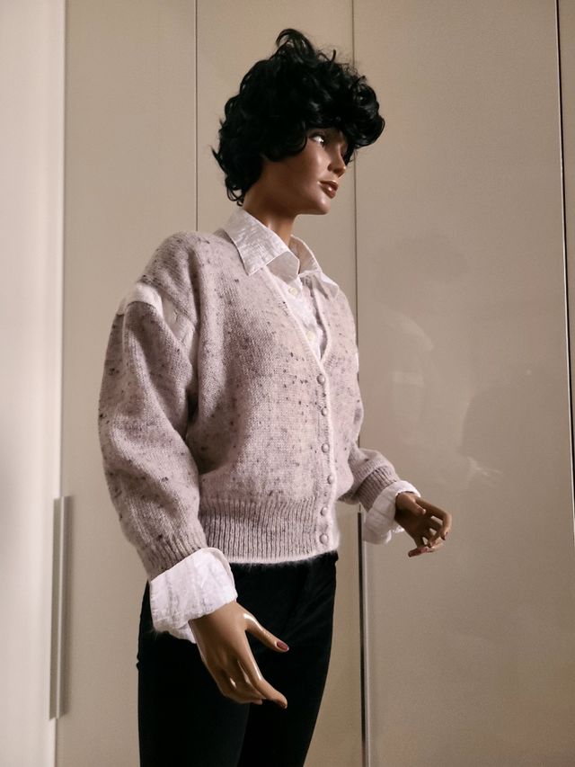 Cardigan mohair beige|lilla