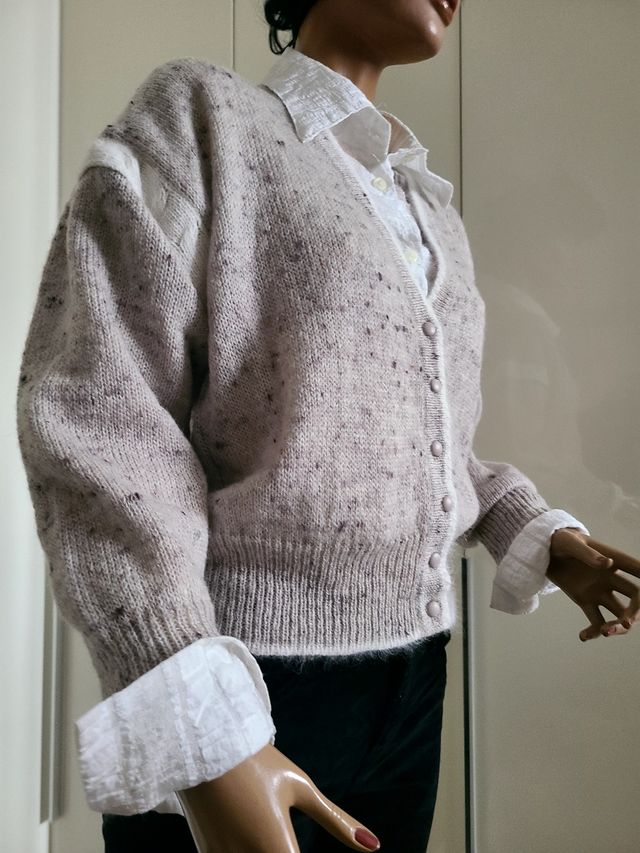 Cardigan mohair beige|lilla