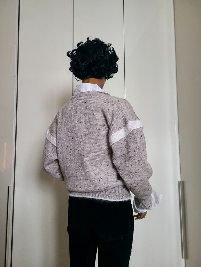 Cardigan mohair beige|lilla