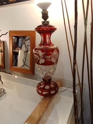 Lampara cristal roja Bohemia