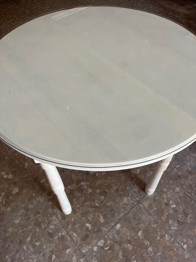 Mesa redonda blanca 80cm - Vintage