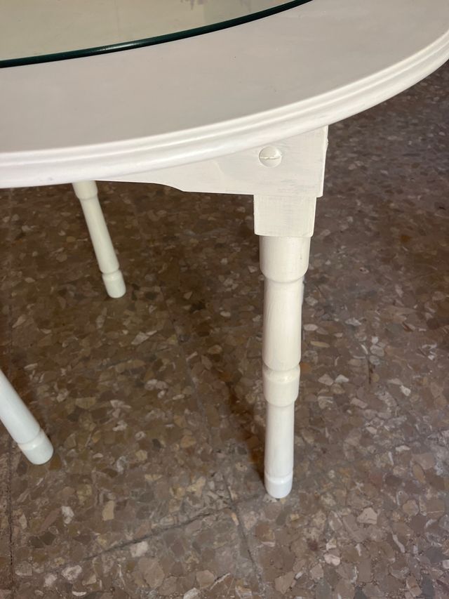 Mesa redonda blanca 80cm - Vintage