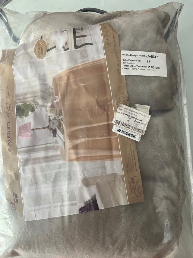 Mantel terciopelo gris - 80cm