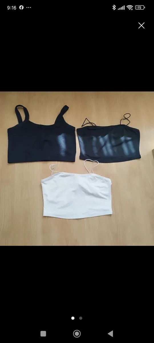 Conjunto de Tops Curtos, 2 Verdes, 2 Pretos, 1 Branco