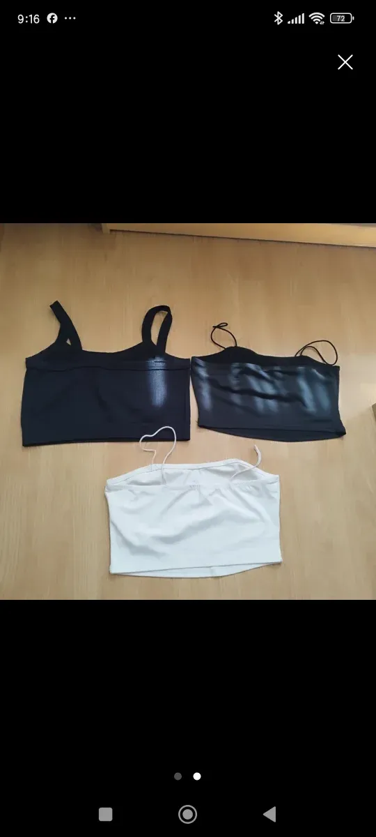 Conjunto de Tops Curtos, 2 Verdes, 2 Pretos, 1 Branco