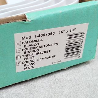 Caja 10 Escuadras Palomilla blanca 400x350 mm