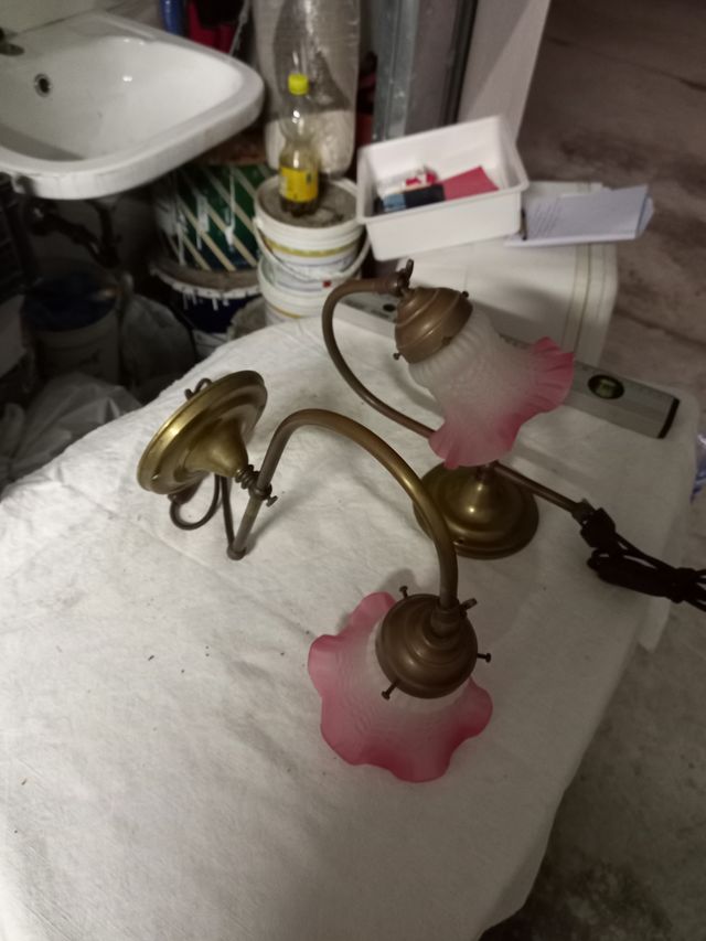 2 Lampade Parete Vintage Metallo Vetro