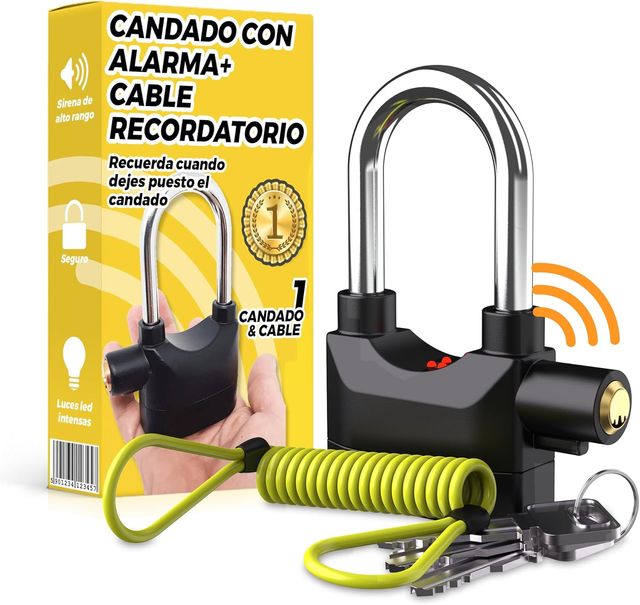 Candado moto alarma 110db + cable