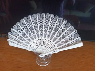 Abanico bolillos algodón blanco
