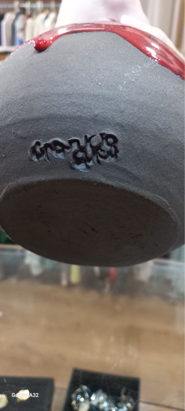 Jarra y tazas cerámica roja