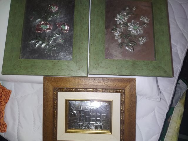 3 Quadros vintage de metal