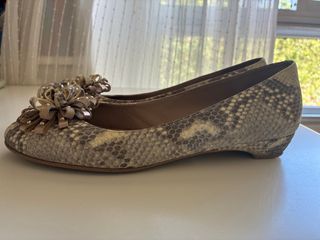 Zapatos planos serpiente beige