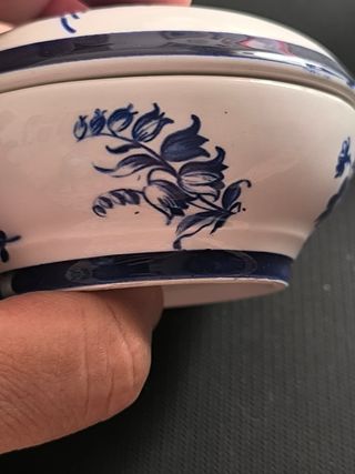 Scatola portaoggetti ceramica blu e bianca