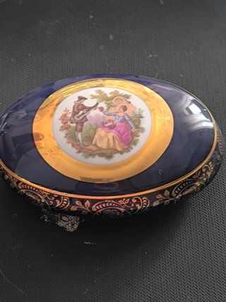 Scatola porta gioielli blu e oro