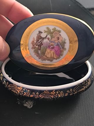 Scatola porta gioielli blu e oro