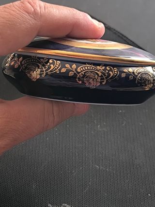 Scatola porta gioielli blu e oro