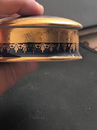 Scatola porta gioielli blu e oro