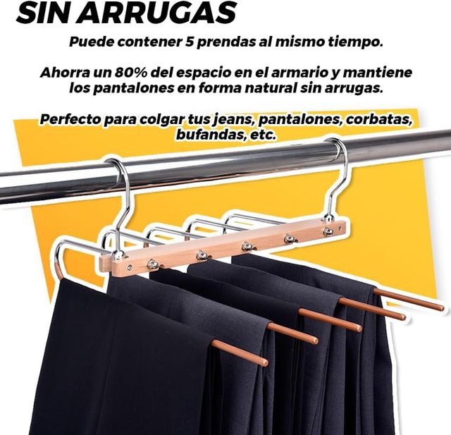 10 Perchas para Pantalones 5 en 1 (10 Unidades)