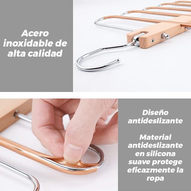 10 Perchas para Pantalones 5 en 1 (10 Unidades)