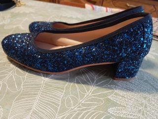 Zapatos fiesta glitter azul, talla 38
