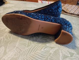 Zapatos fiesta glitter azul, talla 38
